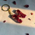 Personalized Rose Name Keychain – Handmade Resin Preserved Flower Keychain