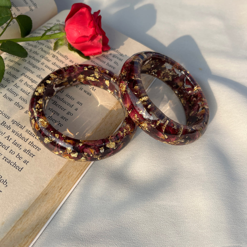 Rose Thick Kada Pair of 2 – Handmade Preserved Rose Bangles