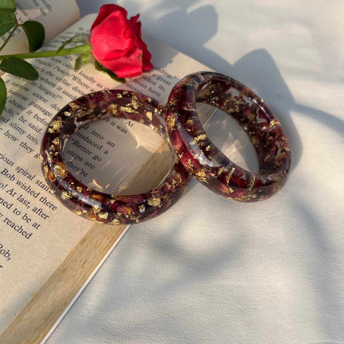 Rose Thick Kada Pair of 2 – Handmade Preserved Rose Bangles