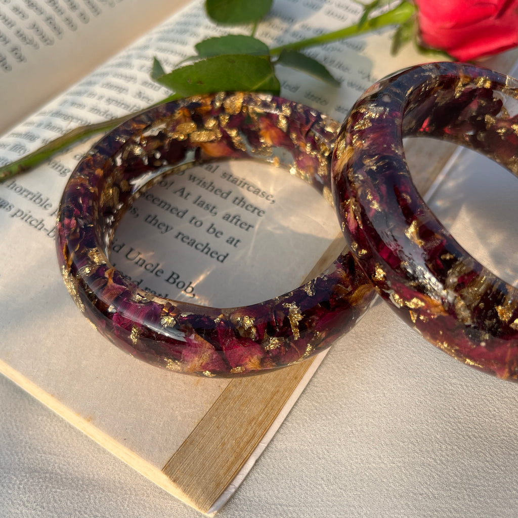 Rose Thick Kada Pair of 2 – Handmade Preserved Rose Bangles