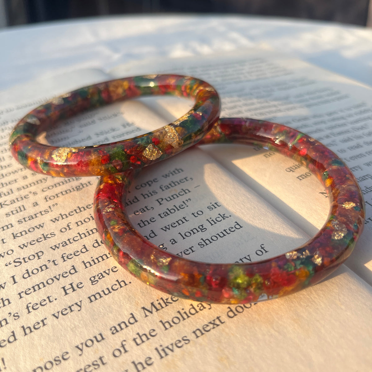 Multi Flower Bangles Pair of 2 – Handmade Preserved Muti flower Bangles for Women